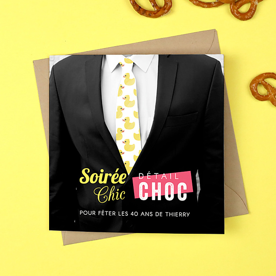 Invitation Anniversaire Adulte Soirée Chic Détail Choc