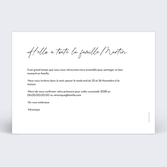 Carte d'invitation Pastille d'Or Verso