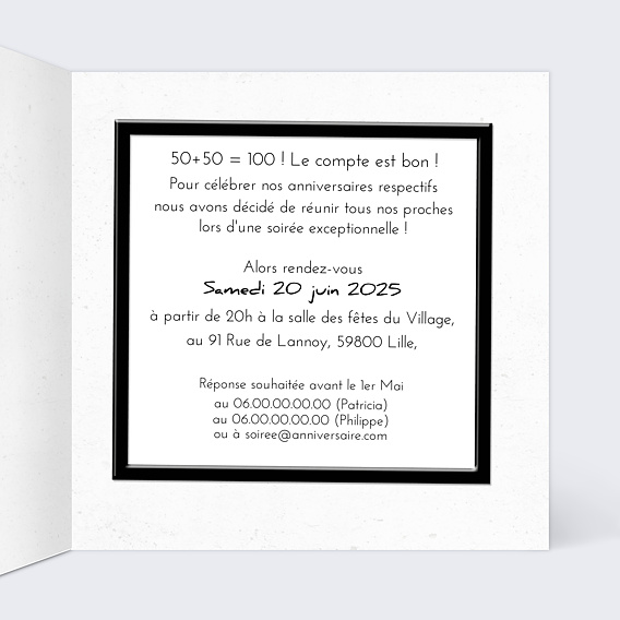 Invitation anniversaire Famille 4 Intérieur Droit