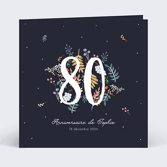 Invitation anniversaire Grands chiffres fleurs