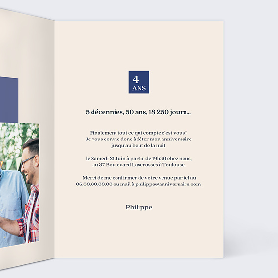 Invitation Anniversaire Adulte Classique Homme