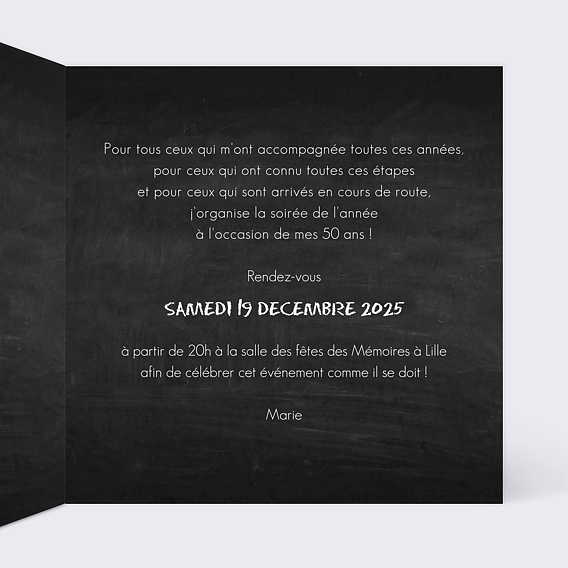 Invitation anniversaire Étapes de Vie Intérieur Droit