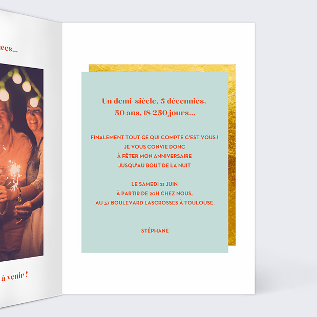Invitation Anniversaire Multicolore 3 Photos Intérieur Droit