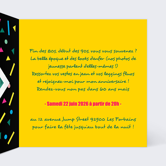 Invitation Anniversaire Adulte 80s