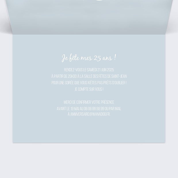 Invitation Anniversaire 25 ans Intérieur Droit
