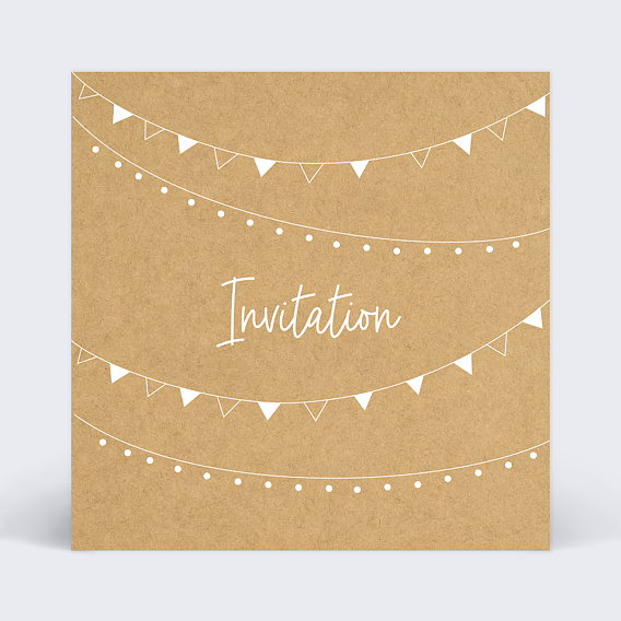 Carte d'invitation Fanions Bucolique Recto