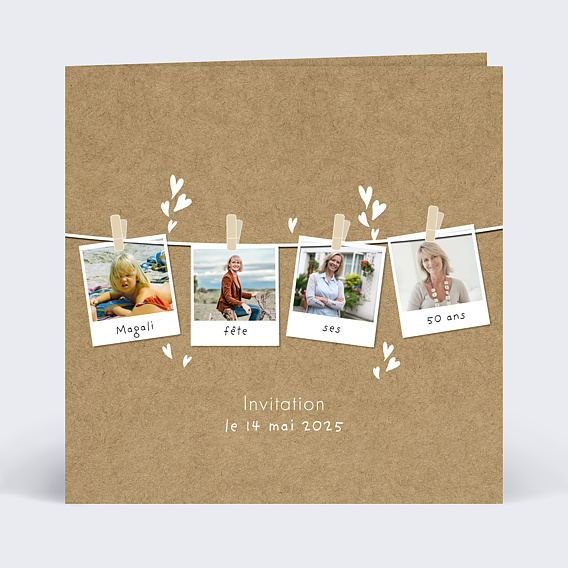 Invitation anniversaire Corde à Linge