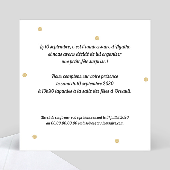 Carte d'invitation Pois Chic Verso