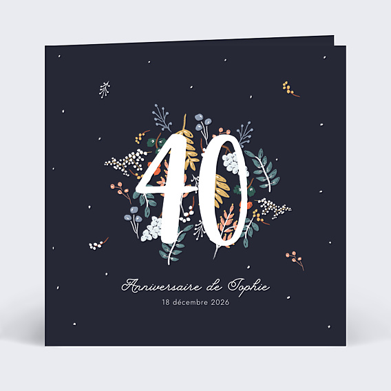 Invitation Anniversaire Adulte Grands chiffres fleurs