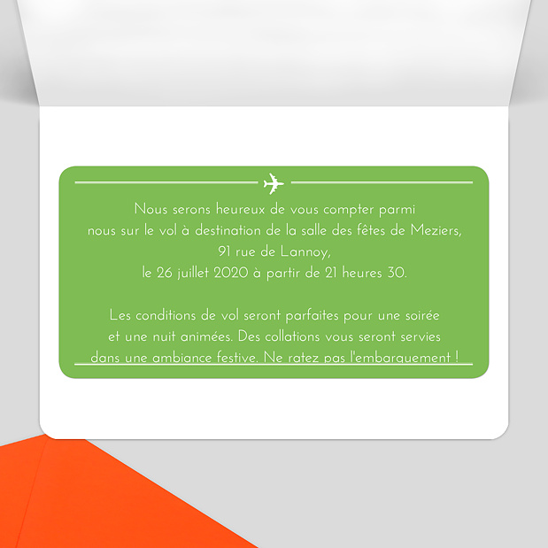 Invitation Anniversaire Boarding Pass Intérieur Droit