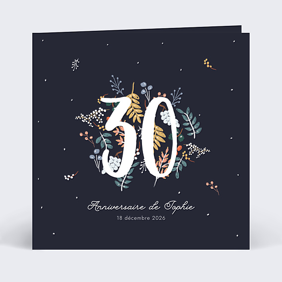 Invitation anniversaire Grands chiffres fleurs