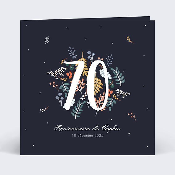 Invitation anniversaire Grands chiffres fleurs
