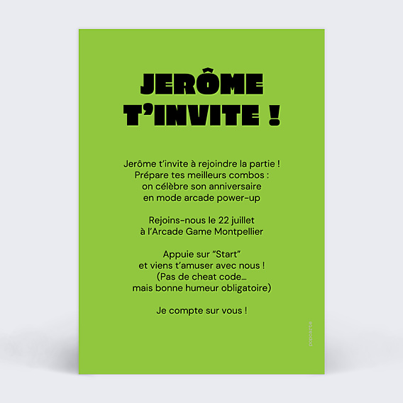 Invitation Anniversaire Adulte Jeu rétro