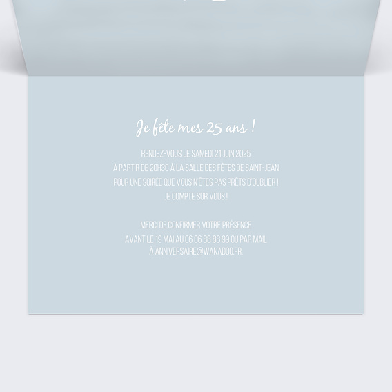 Invitation anniversaire 25 ans Intérieur Droit