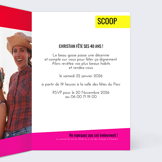 Invitation Anniversaire Adulte Tabloïd