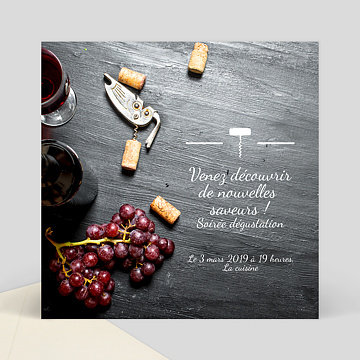 Cartes d’invitations professionnelles virtuelles personnalisables Soirée dégustation