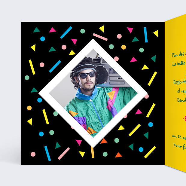 Invitation Anniversaire Années 80 Intérieur Gauche
