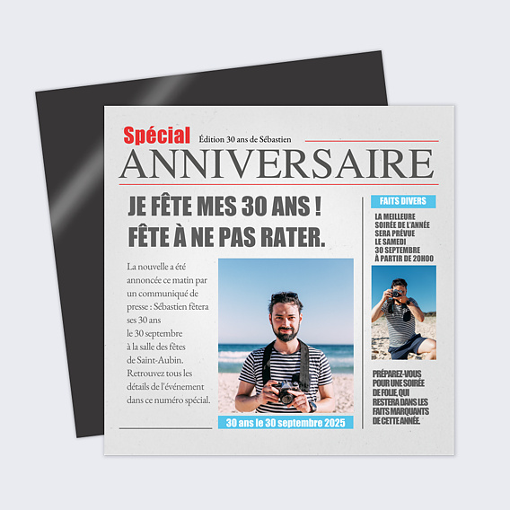 Invitation anniversaire Journal