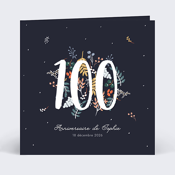 Invitation anniversaire Grands chiffres fleurs