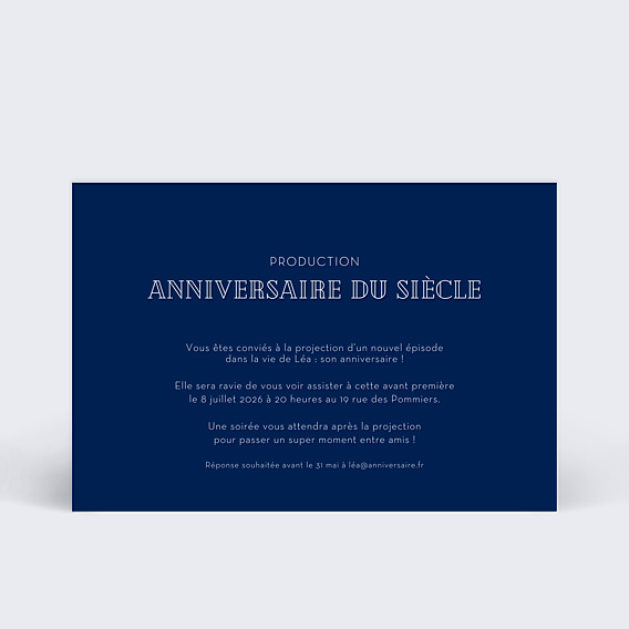 Invitation Anniversaire Adulte Thème Cinéma