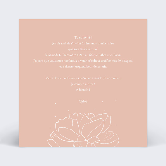 Invitation anniversaire Parfum Verso