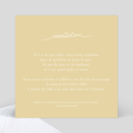 Carte d'invitation Lettre Ocre Verso