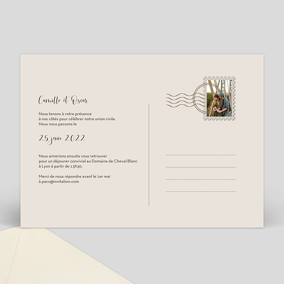 Faire part pacs Invitation Pacs Polaroid Verso