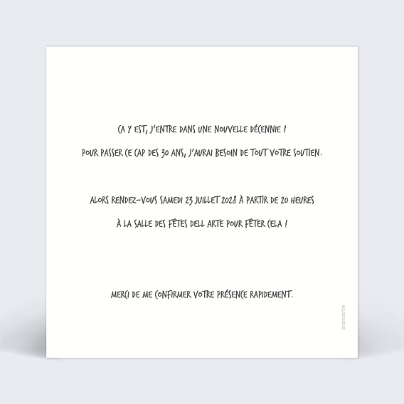 Carte d'invitation Champaaagne Verso