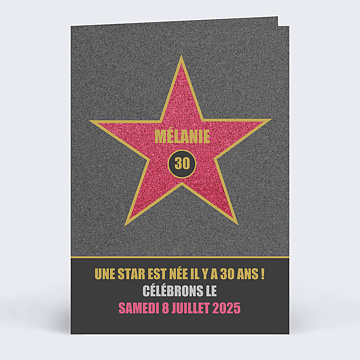 Invitation anniversaire adulte Star