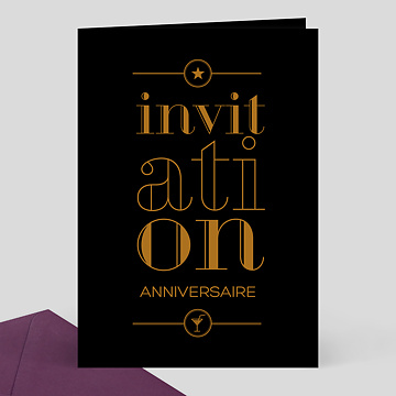 Invitation anniversaire Années Folles Typographie