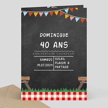 Invitation anniversaire adulte Pique-nique Champ�tre