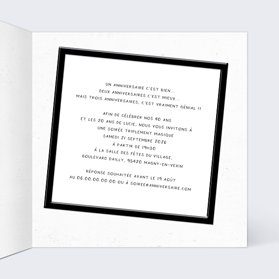 Invitation Anniversaire Adulte Triple