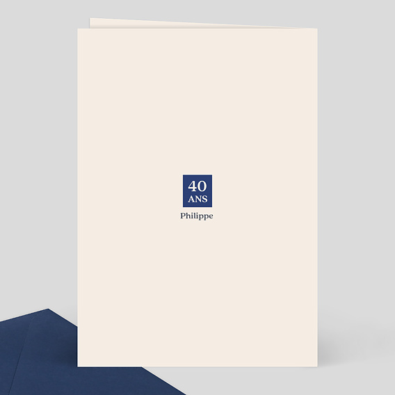 Invitation anniversaire Classique Homme Verso