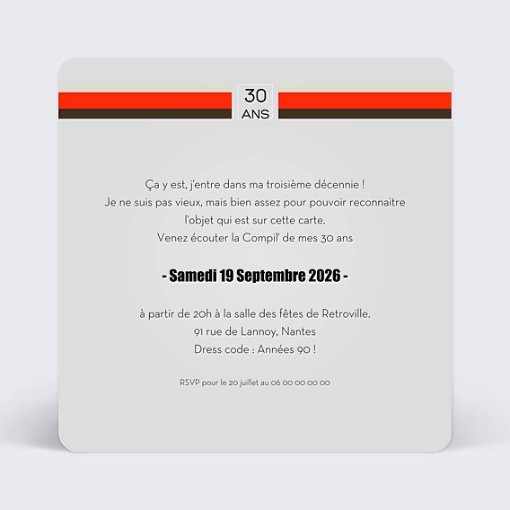 Invitation Anniversaire Adulte Rétro
