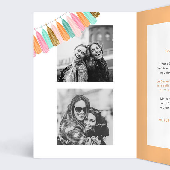 Invitation anniversaire Sacrée Fête Transparence Intérieur Gauche