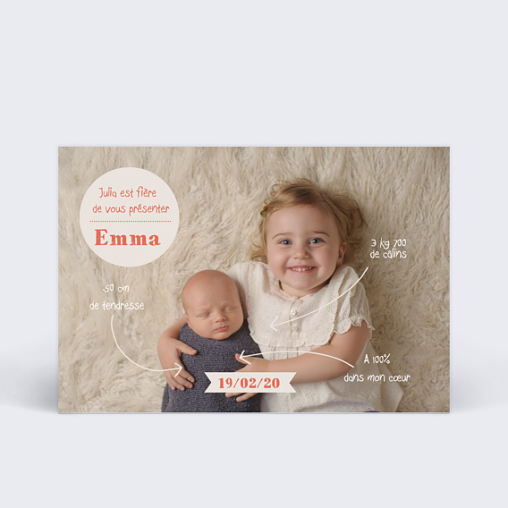 Faire-part Naissance A deux c'est mieux