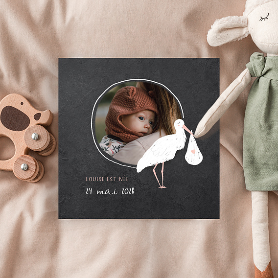 Faire-part Naissance Ardoise cigogne