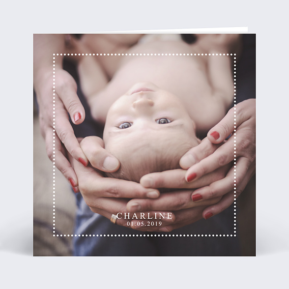 Faire-part Naissance Classique pointillés fille