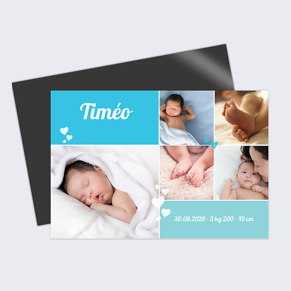 Collage coeurs naissance garçon