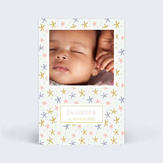 Faire-part Naissance Etoiles de mer fille
