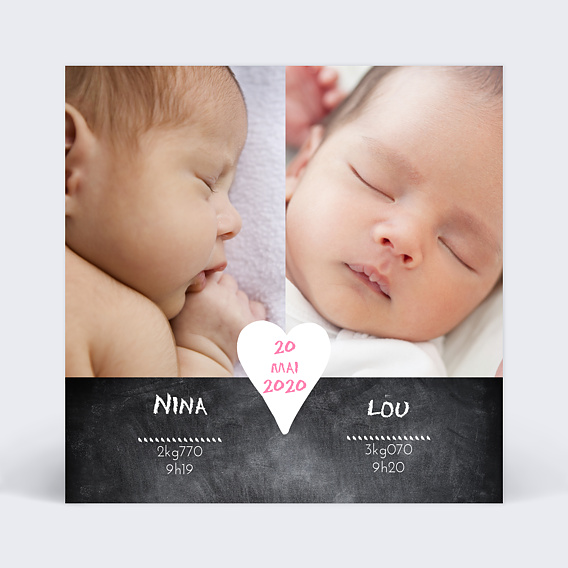 Faire-part Naissance Faire-part jumeaux
