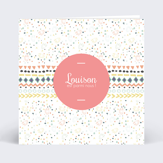 Faire-part Naissance Pastille et jolie frise