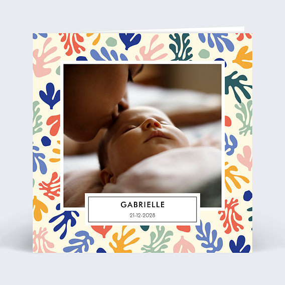 Faire part Naissance Feuilles Exotiques