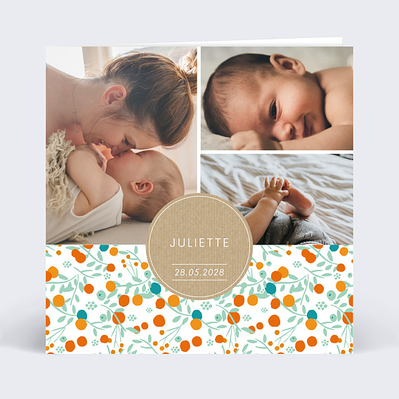 Faire part naissance Multi liberty jolis fruits