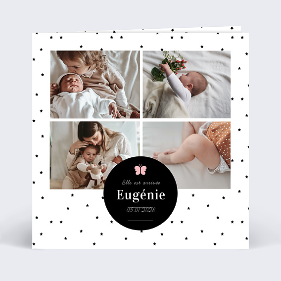 Faire part naissance Multi Noir et Blanc