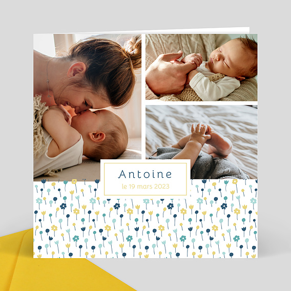Faire-part de Naissance Multi Parterre de Fleurs