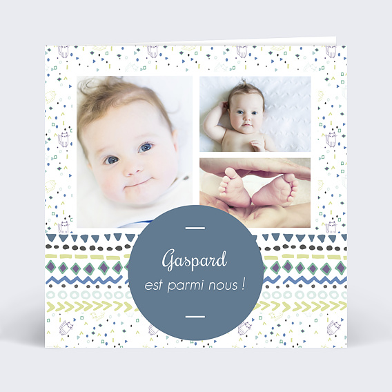 Faire-part Naissance Multi pastille et jolie frise