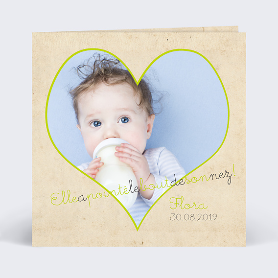Faire-part Naissance Naissance photo coeur beige