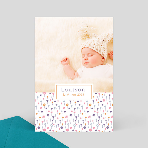 Faire-part Naissance Parterre de fleurs fille