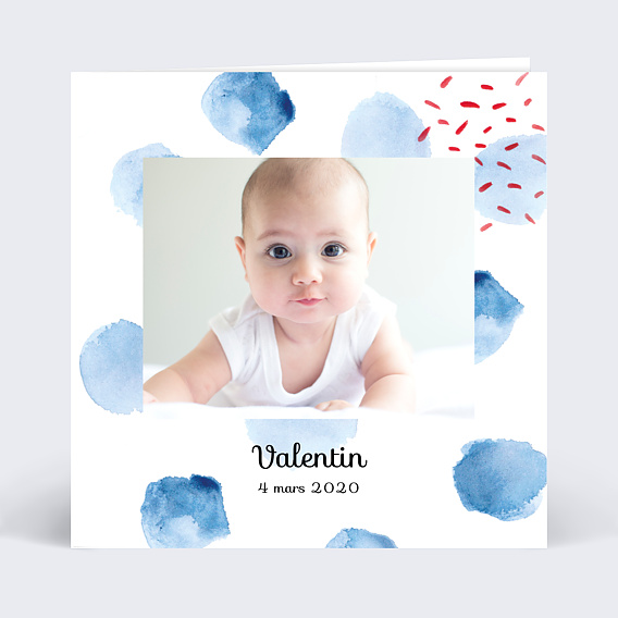 Faire-part Naissance Pois bleus